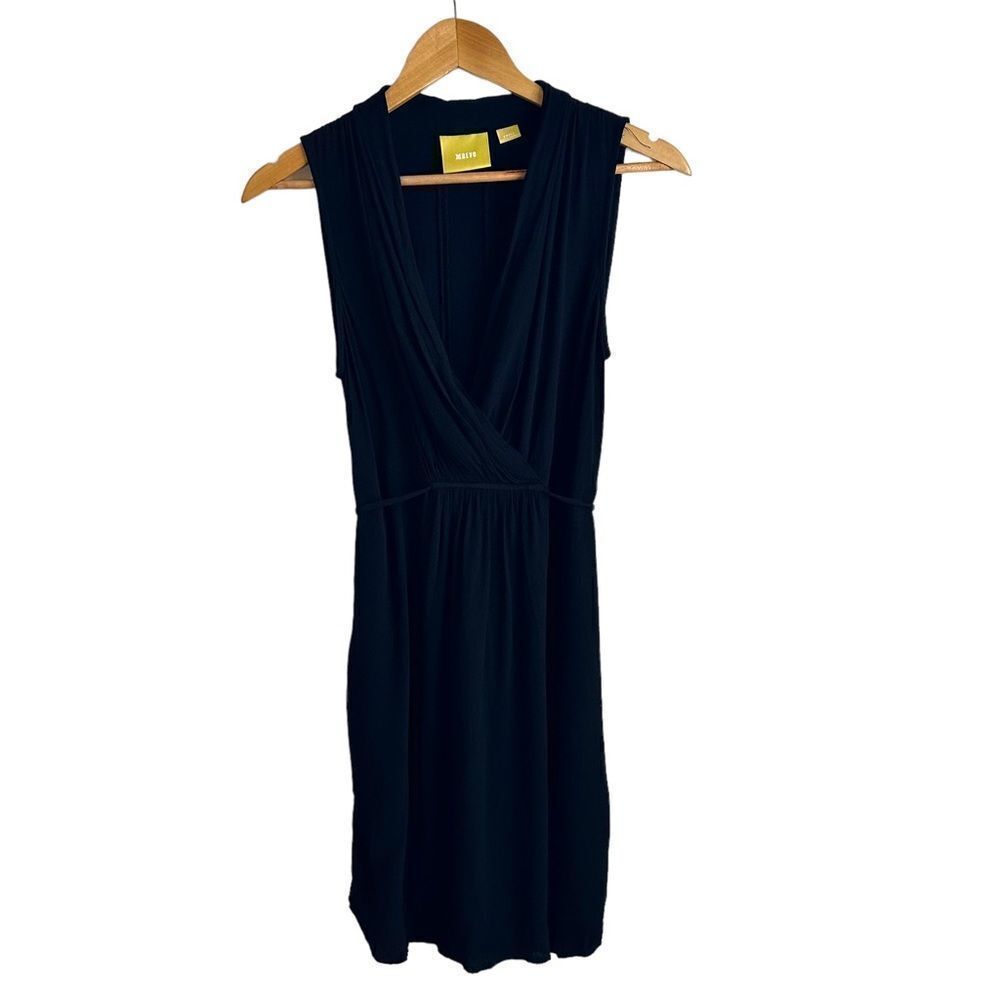 Anthropologie Maeve Black Sleeveless Gauzy V-Neck Dress Size Small